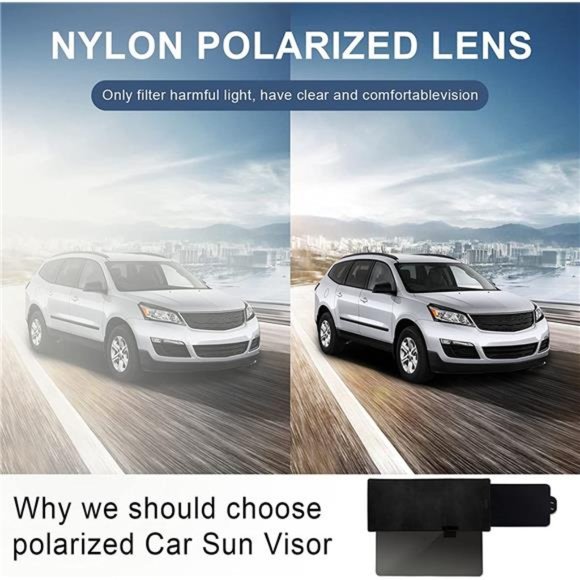 Polarized Sun Visor for Car with Zipper Slider, Upgraded UV400 Car Sun Visor - Picture 3 of 7